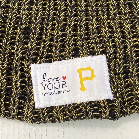 Love Your Melon Woven Knit Beanie Slouch Hat Black & Gold Pitsburgh Steelers NFL - Picture 4 of 11